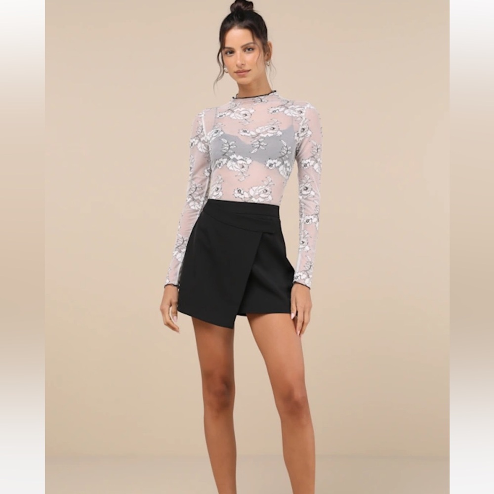 Undeniable Favorite Black High-Rise Faux-Wrap Skort - Lulus